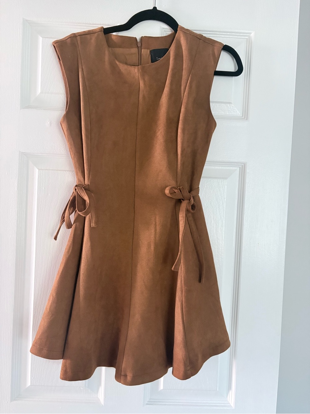 VICI Women’s Suede Fit & Flare Dress in Tan
